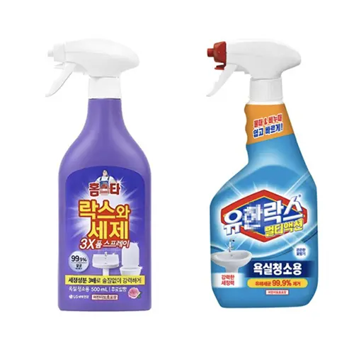 폼타입 락스+세제 스프레이가 오버플로우 홀을 청소하기 좋다.