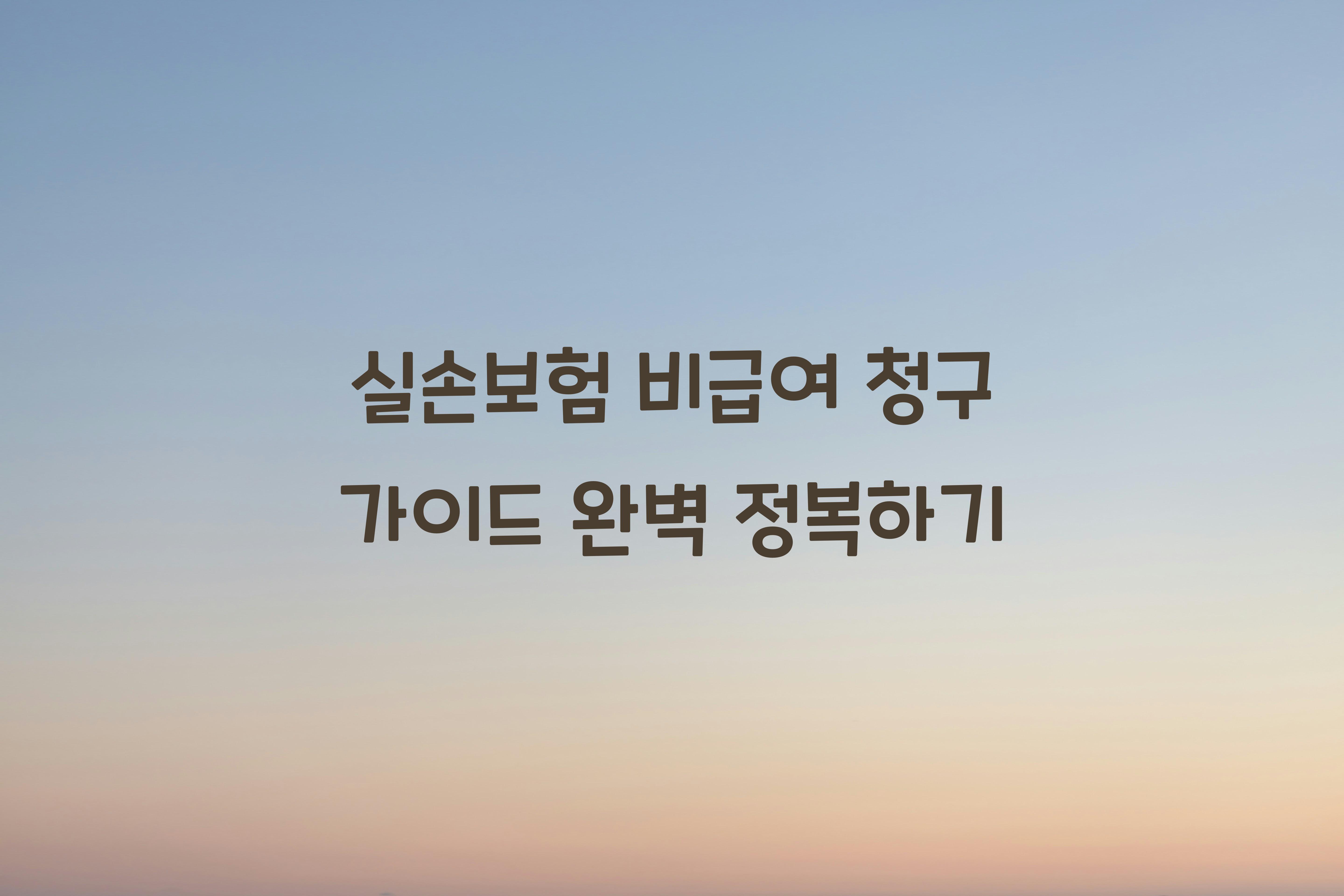 실손보험 비급여 청구 가이드