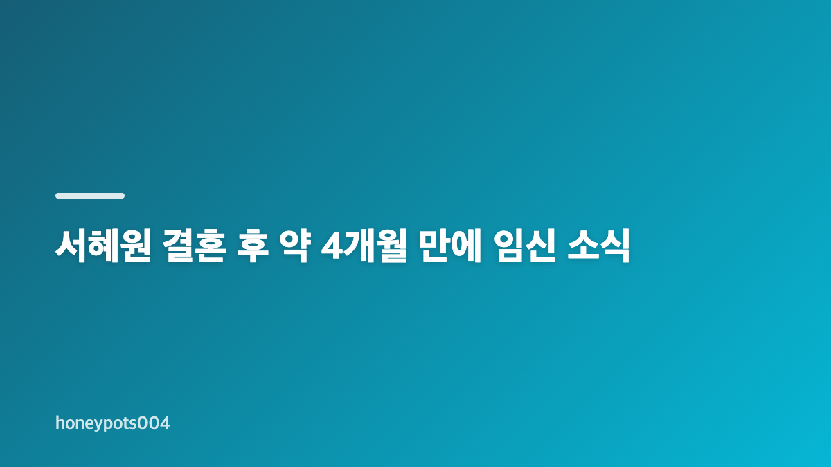 서혜원 임신 결혼 4개월 만에 직접 전한 근황