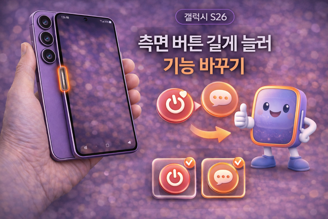 갤럭시 S26 측면 버튼 길게 눌러 기능 변경하는 방법 설명 이미지