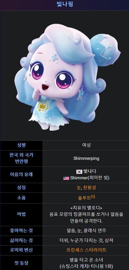 티니핑 슈팅스타편의 빛나핑