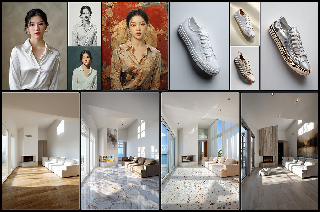 Midjourney Retexture, 원본 이미지를 유지하고 질감과 스타일을 변환한 이미지 모음_Midjourney