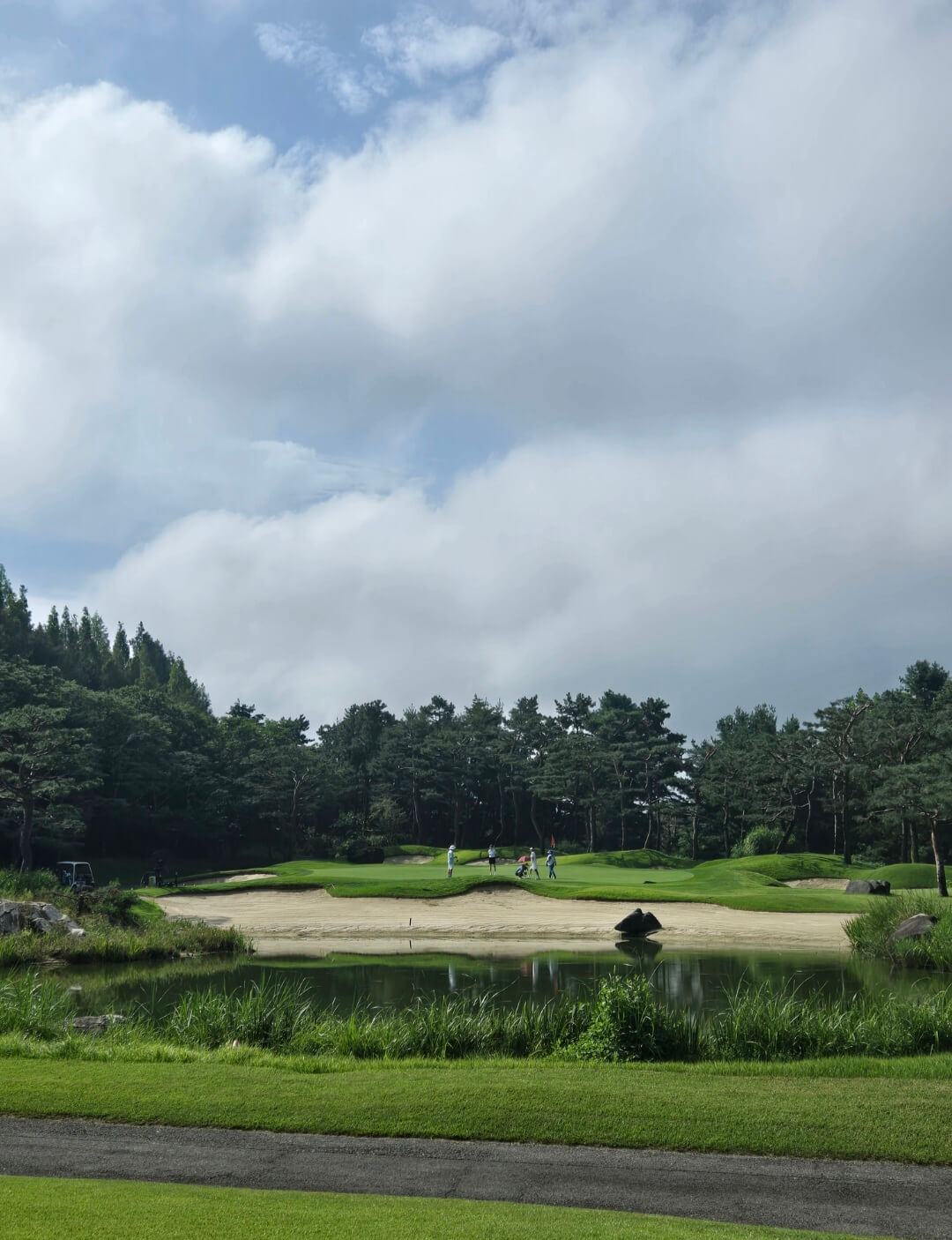 블루헤런CC 동코스 파3홀앞 벙커와 헤져드