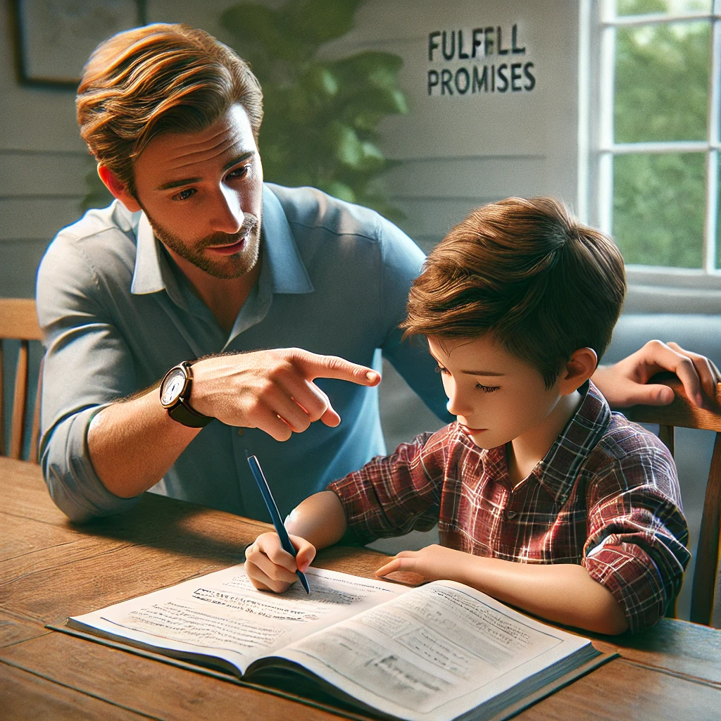 식탁에서 아이의 숙제를 도와주는 부모