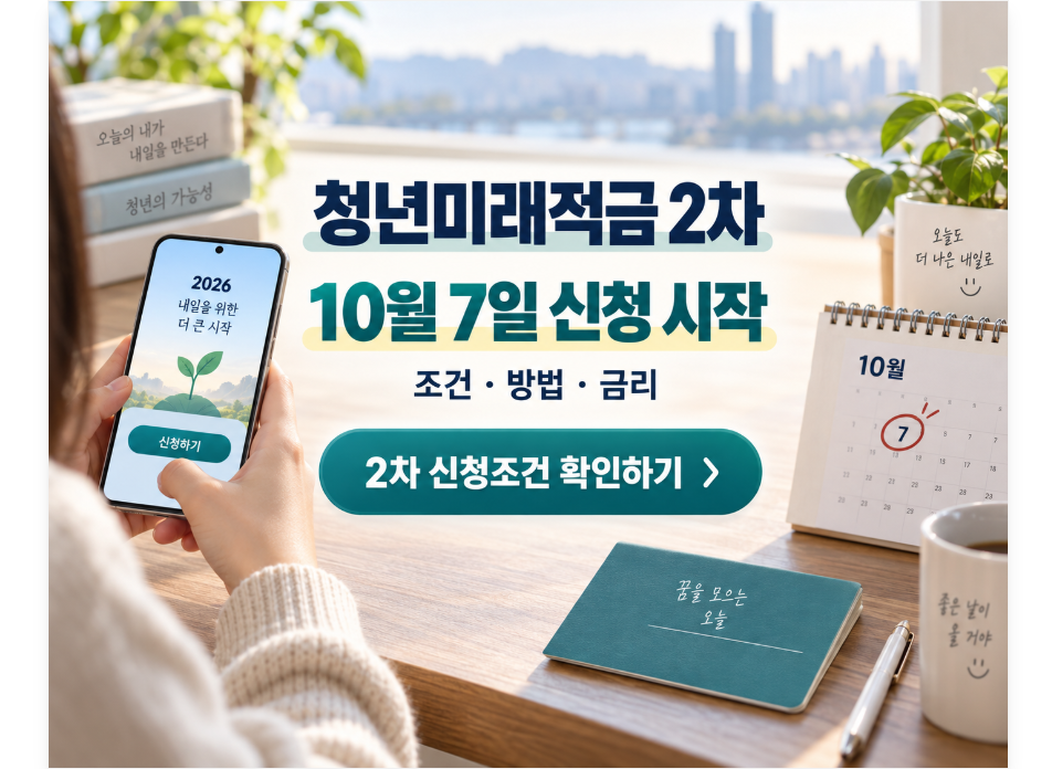 청년미래적금 2차, 10월 7일 신청 시작｜신청방법&middot;조건&middot;금리 확인