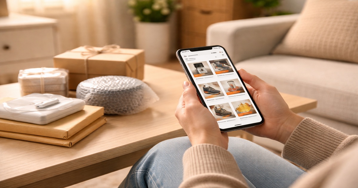 당근마켓 위탁판매 부업으로 스마트폰에서 상품 게시물을 올리고 채팅 문의에 답변하는 판매자의 모습