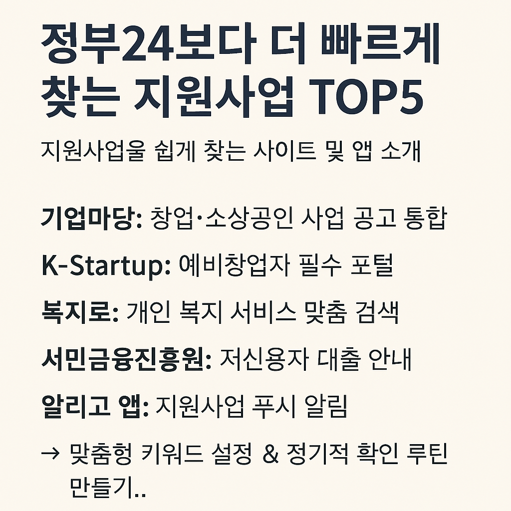 정부지원 사업 사이트 top5