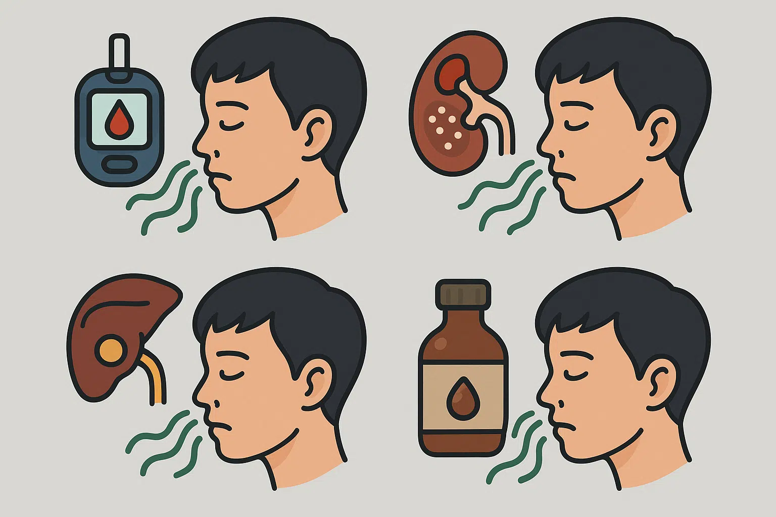 당뇨병, 신장질환, 간질환이 체취에 영향을 주는 모습