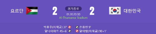 알트태그-한국 대 요르단 예선 경기 결과