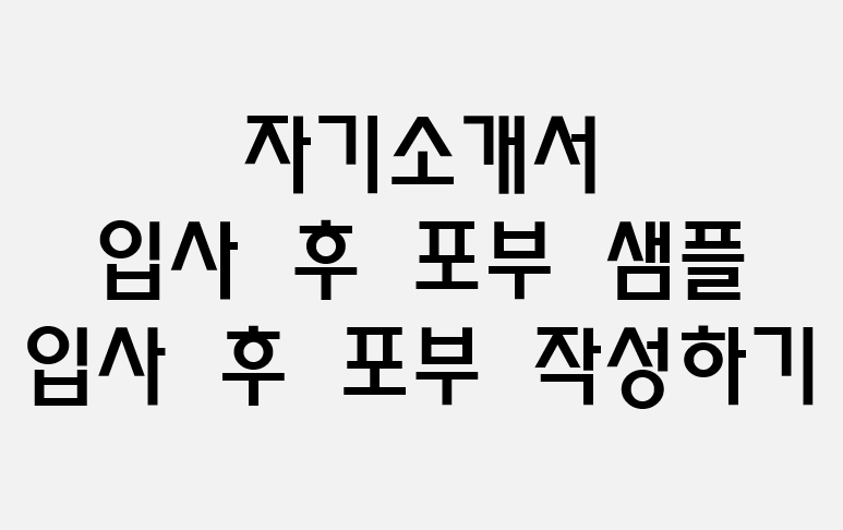 자기소개서 입사 후 포부 샘플 / 작성하기