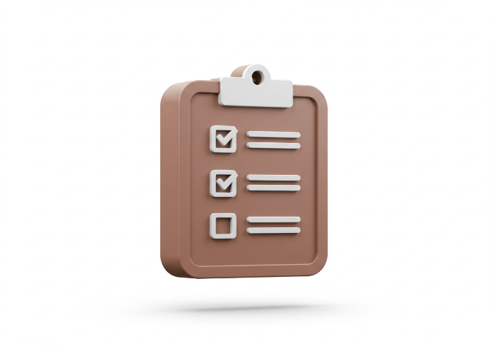 중장년내일센터 이용 자격 조건을 나타내는 3D 체크리스트 아이콘 - 40세 이상, 재직자/구직자 구분 없음