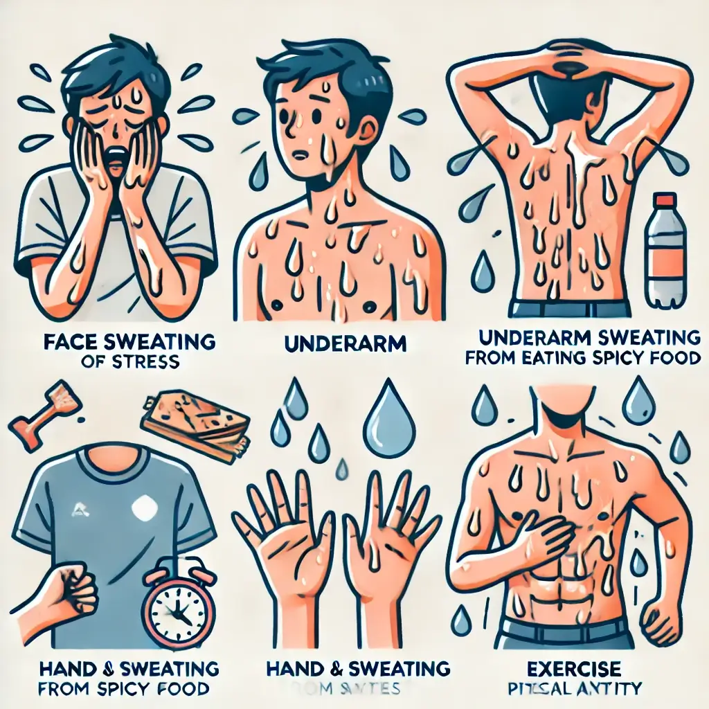 각 부위 별 땀이 나는 원인