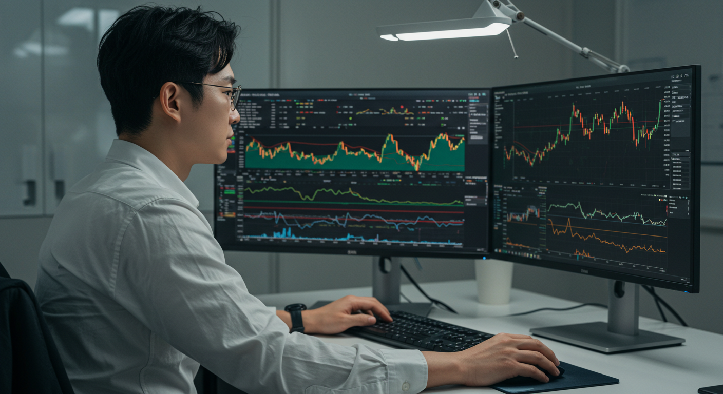 한국 IT 대형주 주가 흐름을 분석 중인 투자자