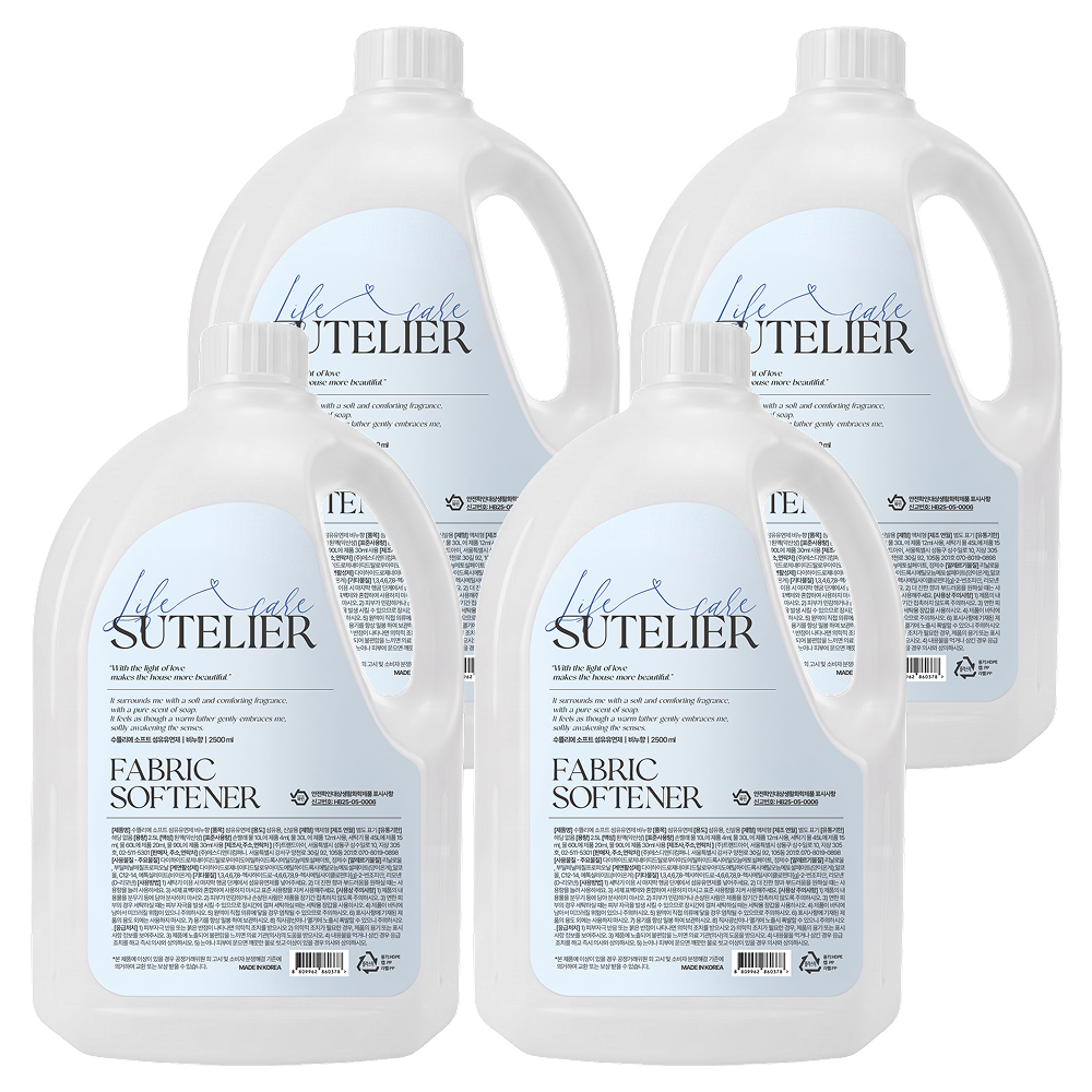 수뜰리에 소프트 섬유유연제 비누향, 2.5L, 4개 | 토스쇼핑