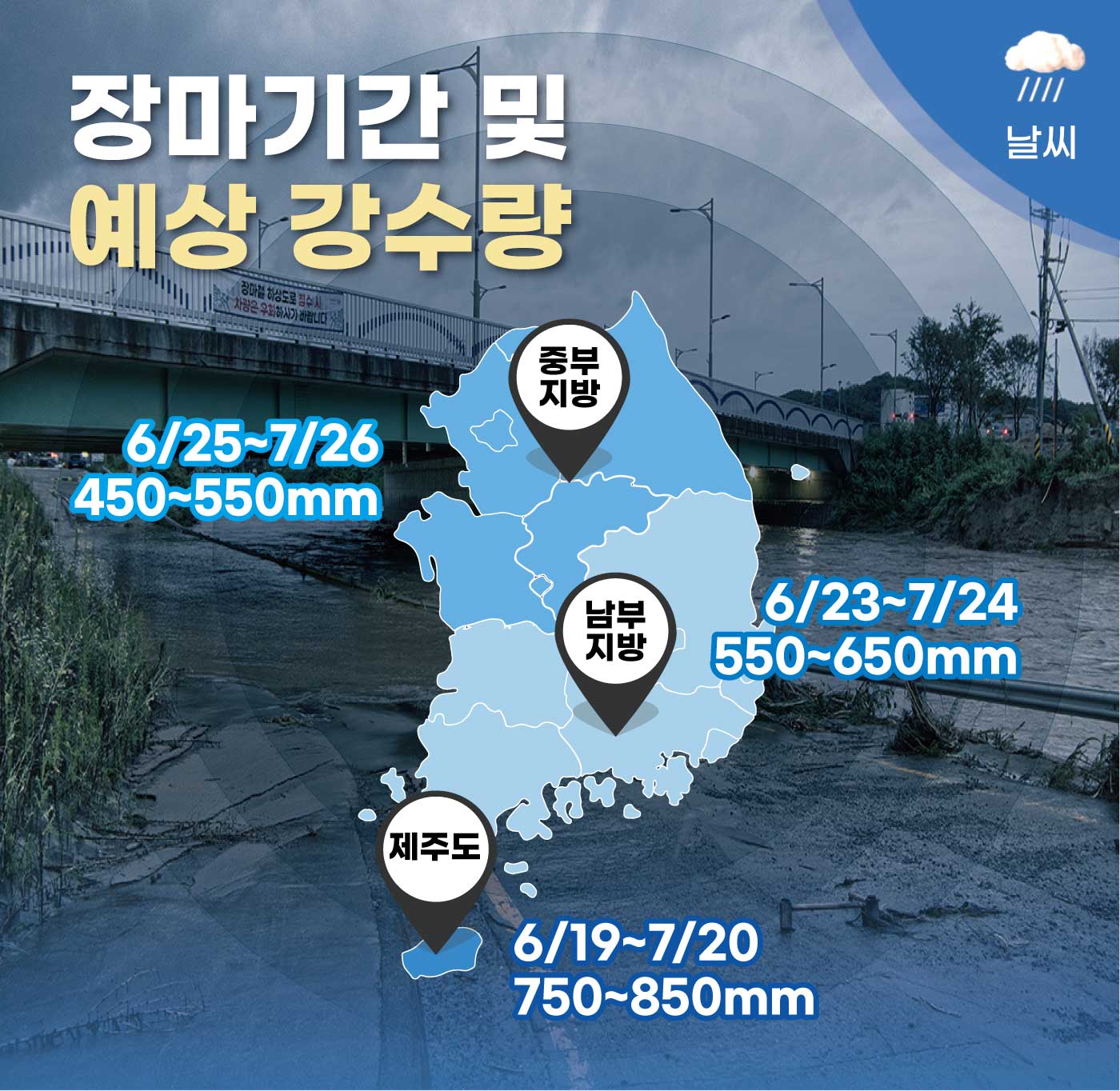 2025년 장마기간 호우주의보