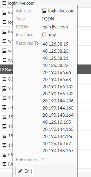 Fortigate FQDN address IP list