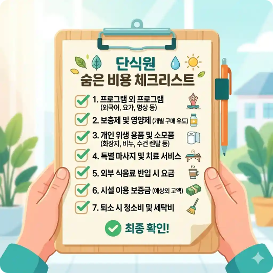 단식원 숨은 비용 체크리스트