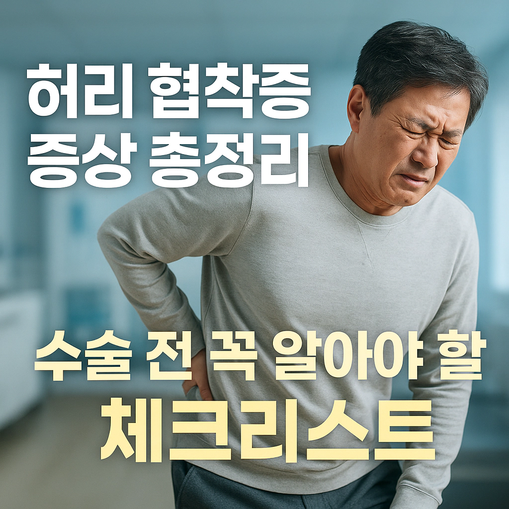 허리 협착증 증상과 관리법을 다룬 건강정보 썸네일