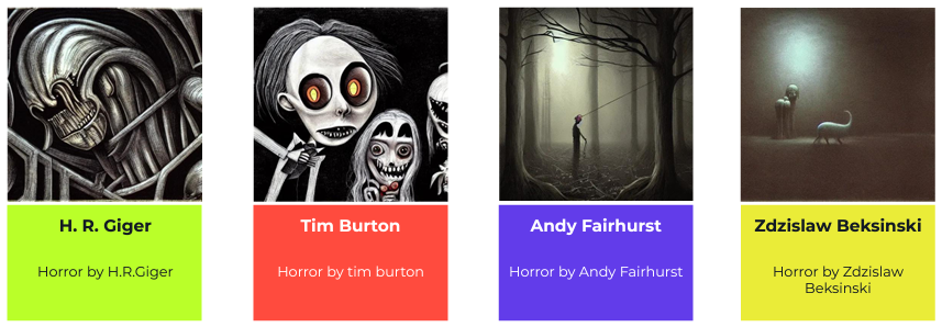 Stable Diffusion 괴기 예술가 스타