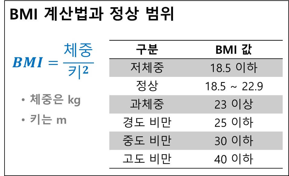 BMI 계산법과 정상 범위