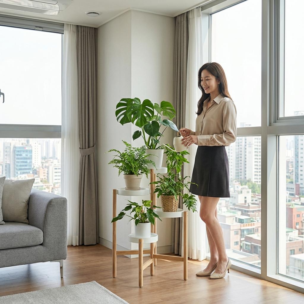 아파트 거실 채광을 극대화하는 다단형 화분대 구조