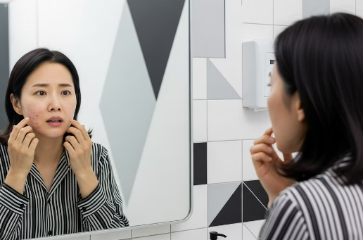 거울 보는 여성