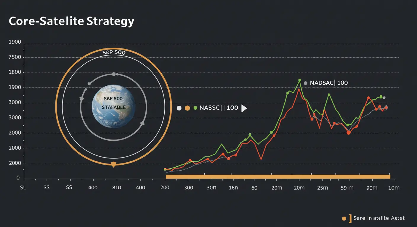 안정적인 코어 자산(S&amp;P 500)과 성장성 높은 소량의 위성 자산(나스닥 100)을 조합하는 투자 전략