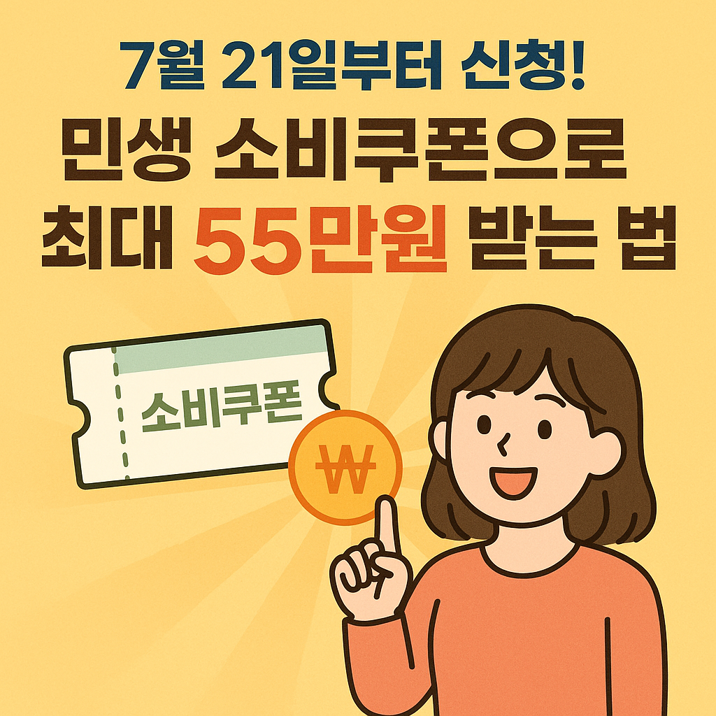 7월 21일부터 신청! 민생 소비쿠폰으로 최대 55만원 받는 법