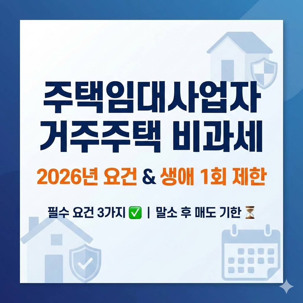 2026 주택임대사업자 거주주택 비과세 요건 및 생애 1회 제한 완벽 분석