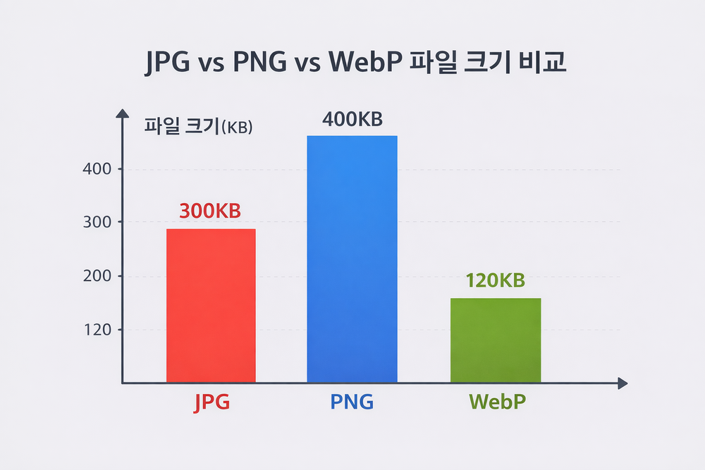 JPG PNG WebP 파일 크기 비교 그래프