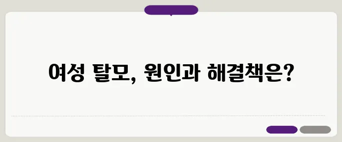 여성 탈모 원인과 해결책 – 40대와 50대가 꼭 알아야 할 가이드입니다.