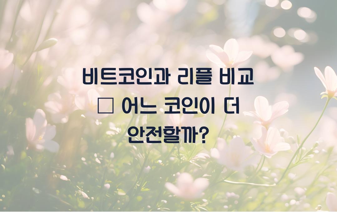 비트코인과 리플 비교 – 어디에 투자하는 게 더 유리할까?