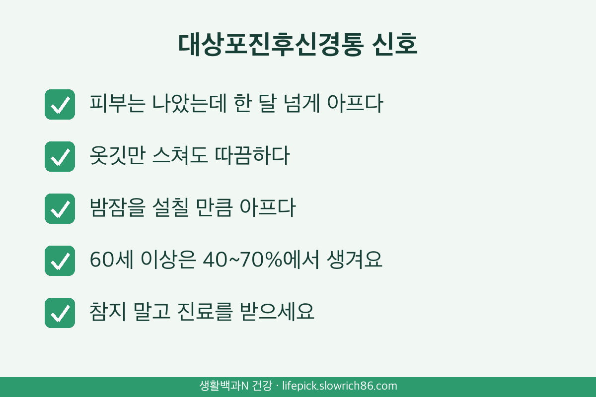 대상포진후신경통 증상 1개월 이상 통증 60세 이상 40~70%