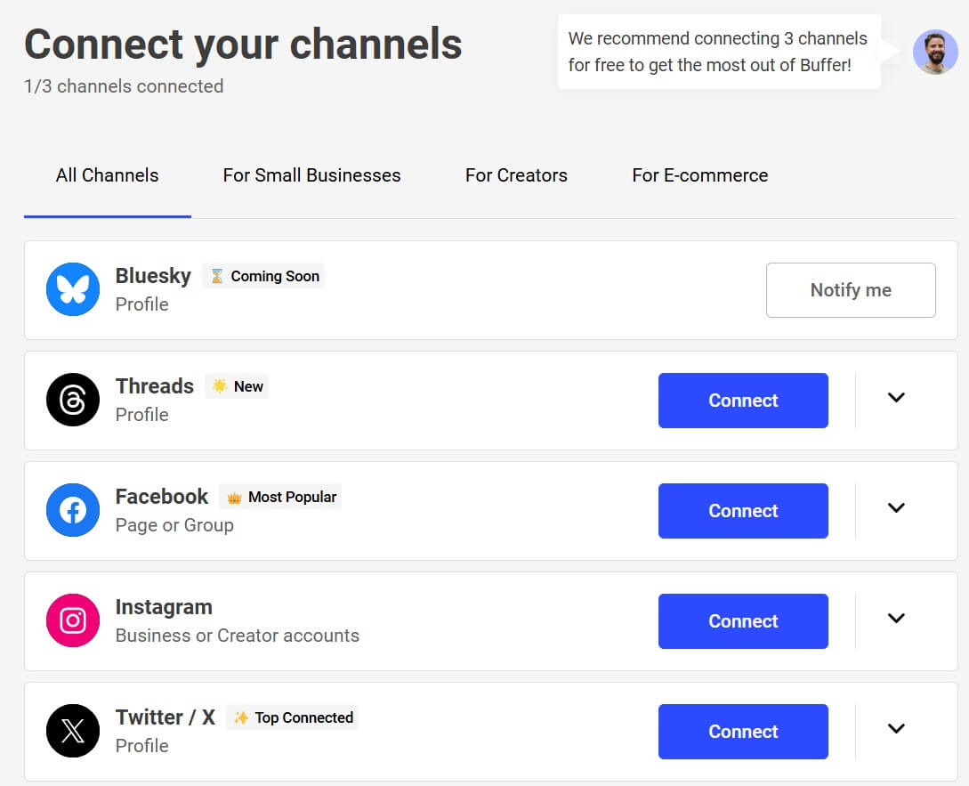 버퍼(Buffer) 사이트 채널 추가방법-추가 채널 연결