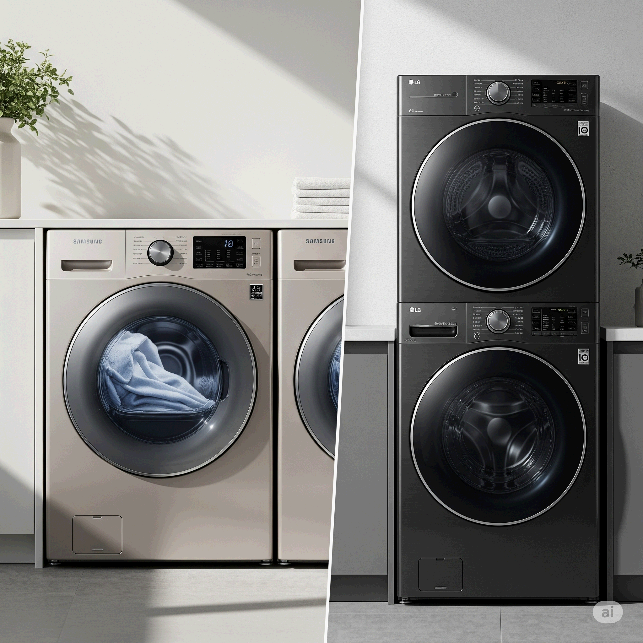 삼성 비스포크 AI와 LG 워시타워 디자인 비교