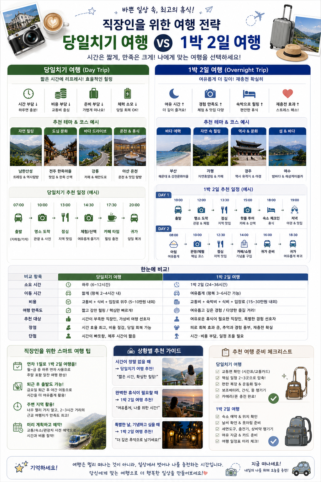 직장인을 위한 당일치기 여행과 1박2일 여행 전략 관련 사진