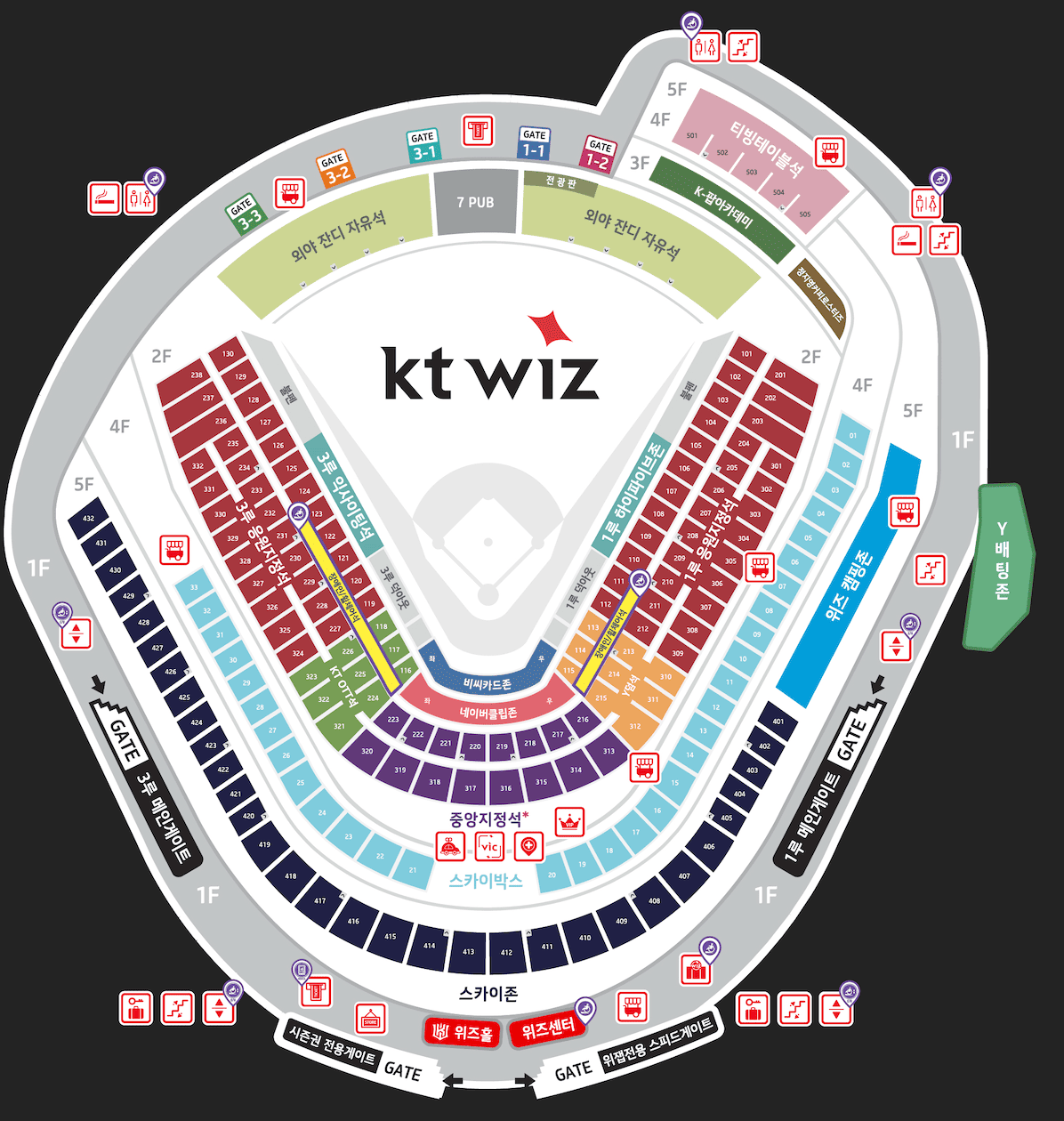 KT위즈파크, 수원 야구장, 외야 잔디석, 캠핑존 좌석, 가족 직관 추천, 커플 야구 데이트, 테이블석 후기, 프리미엄석, 스카이존 가성비, 혼자 야구 관람, KT 테이블존, 내야 중앙지정석, 야구장 좌석 추천, 직관 명당, KBO 수원구장