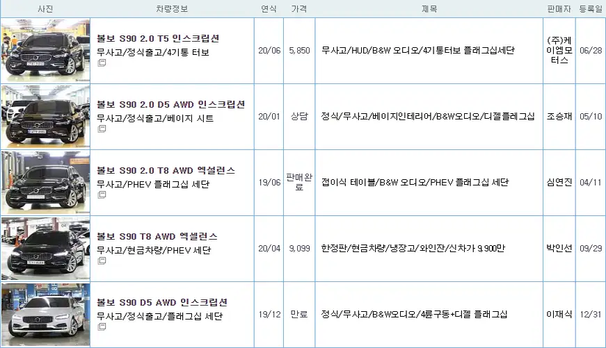 볼보 S90 중고 가격