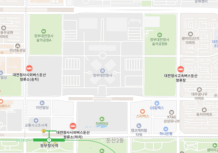 대전청사터미널 위치-지도