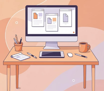 알PDF를 사용하는 워크 데스크 모습