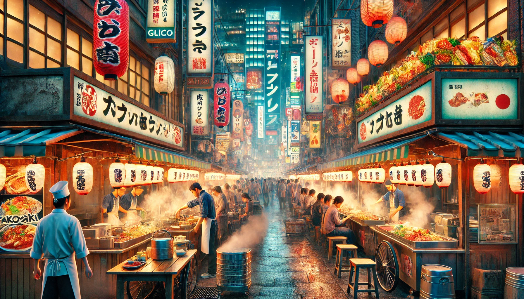 오사카의 맛집 골목 이미지