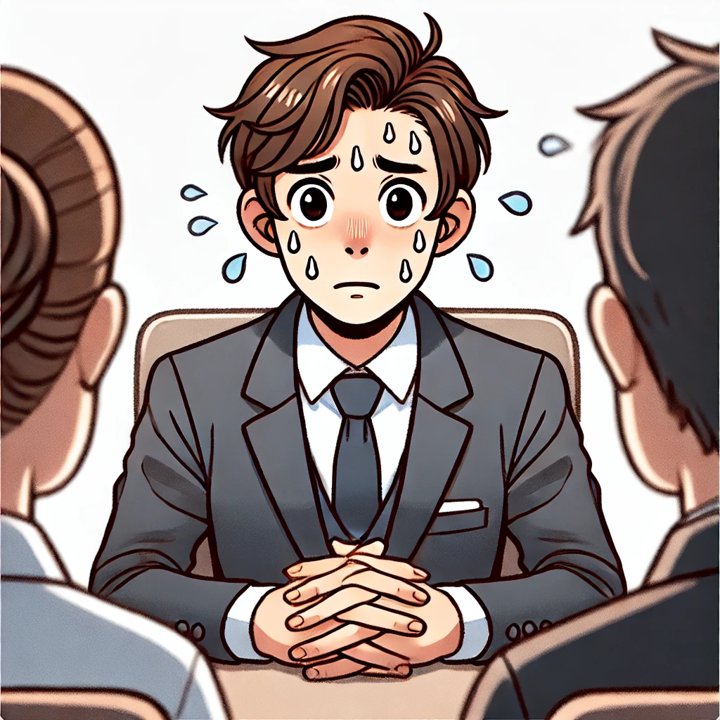 면접에 긴장한 남성