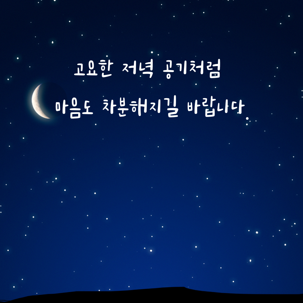 고요한 저녁 공기처럼 차분한 마음을 바라는 글귀
