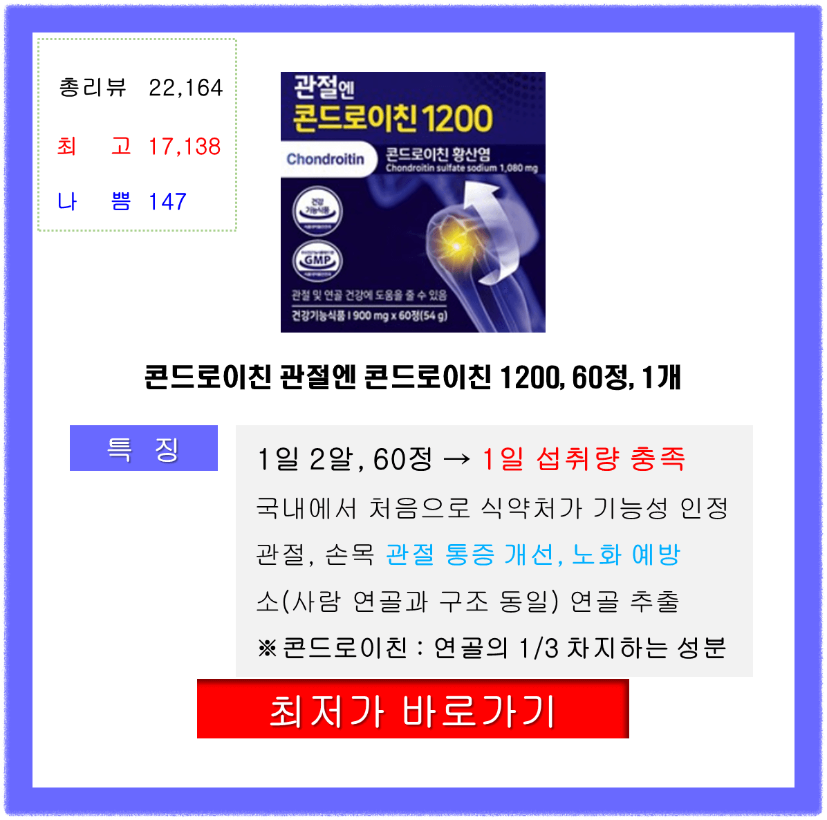 60대 아빠생일선물 추천 콘드로이친 영양제