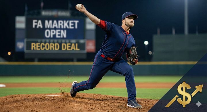 'FA 대박'을 노리는 투수의 역동적인 투구 폼 사진