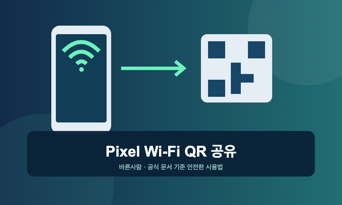 Pixel 휴대전화와 Wi-Fi QR 코드 공유를 나타낸 삽화