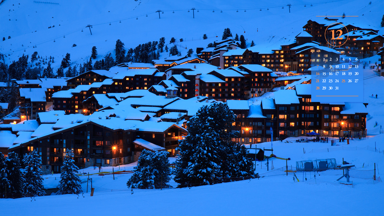 09 눈 내린 마을 A - 2025년12월 노트북배경화면