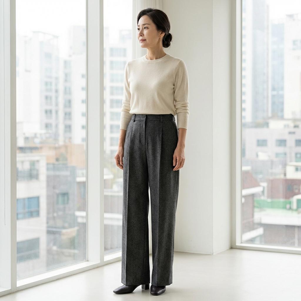 핀턱 슬랙스로 완성하는 슬림한 하체 라인