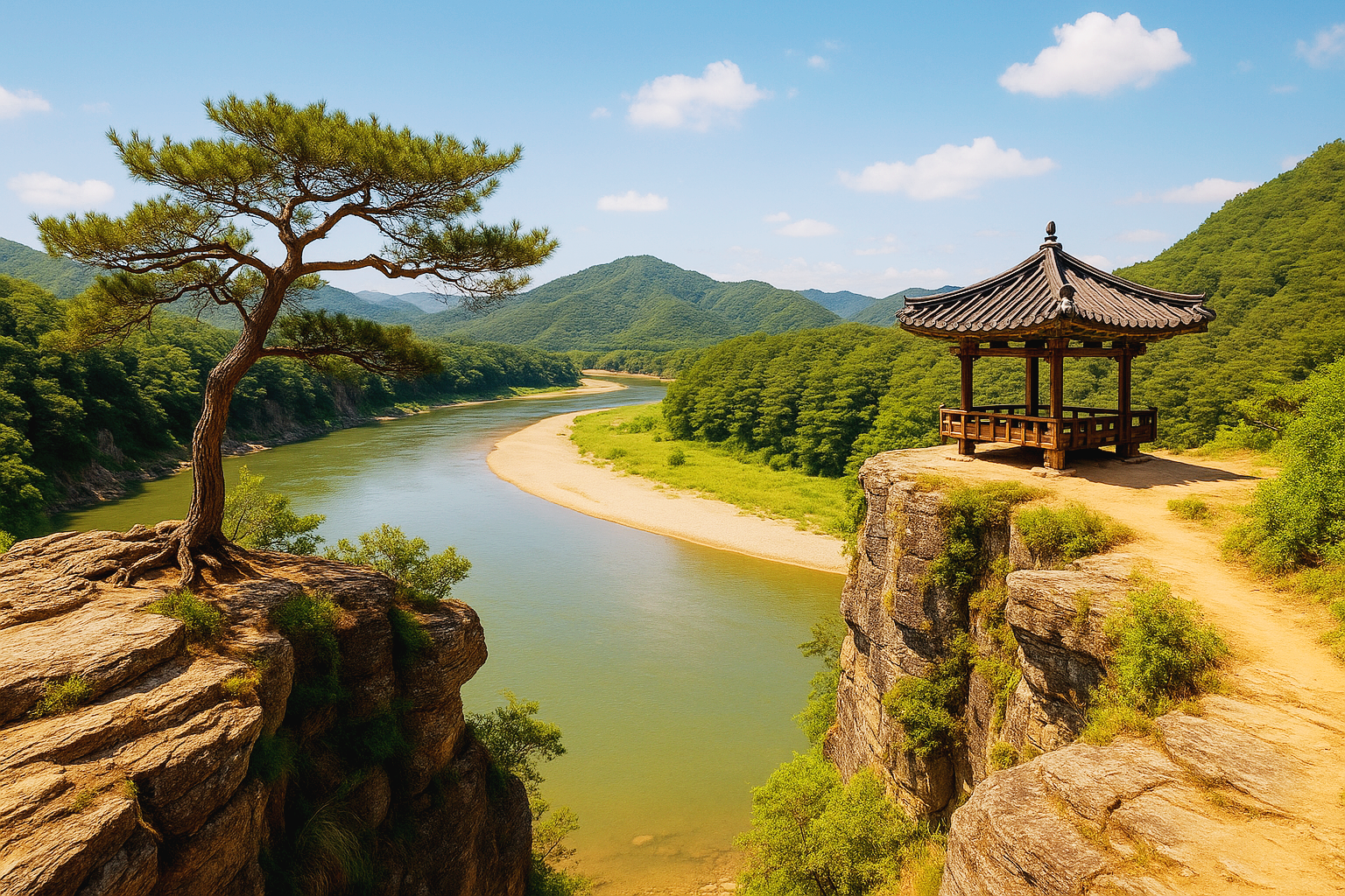 상주 경천대 아름다운 풍경 일러스트