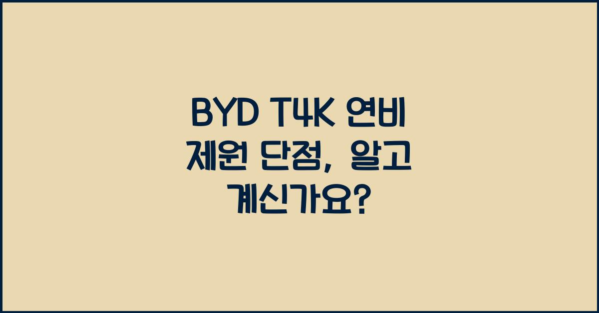 BYD T4K 연비 제원 단점